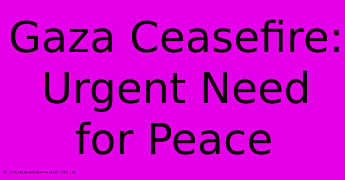 Gaza Ceasefire: Urgent Need For Peace