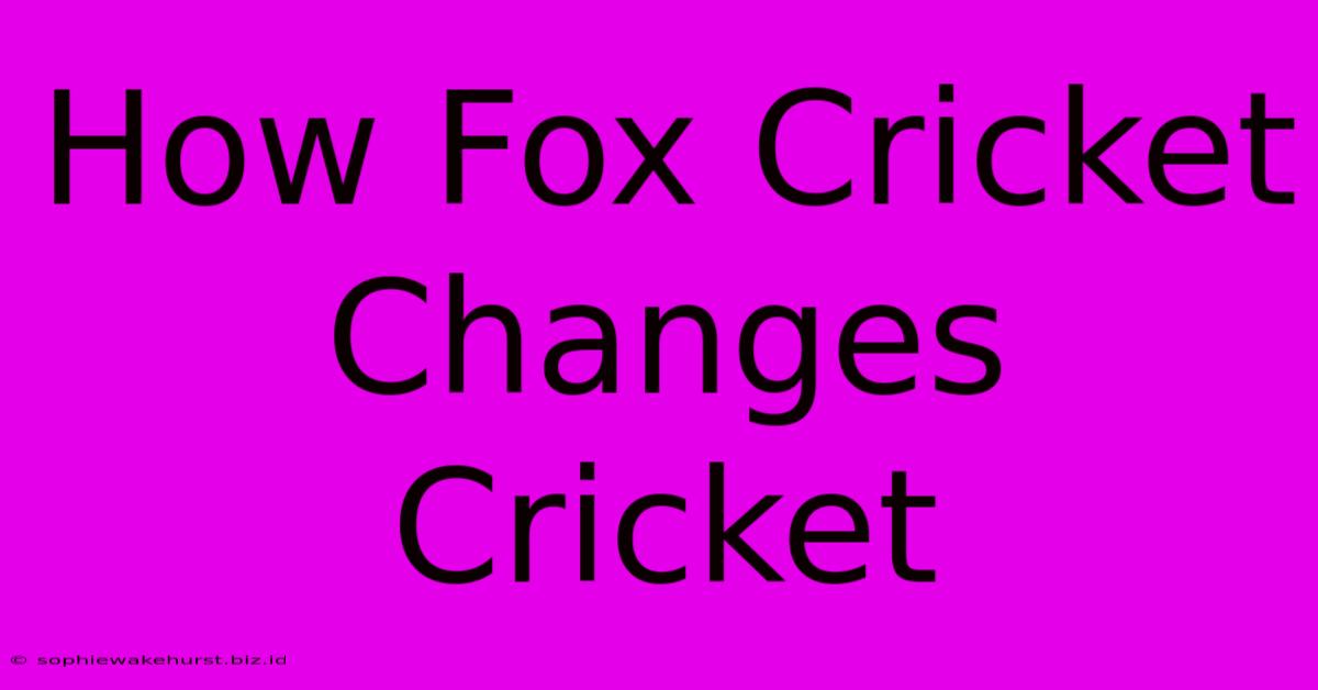 How Fox Cricket Changes Cricket