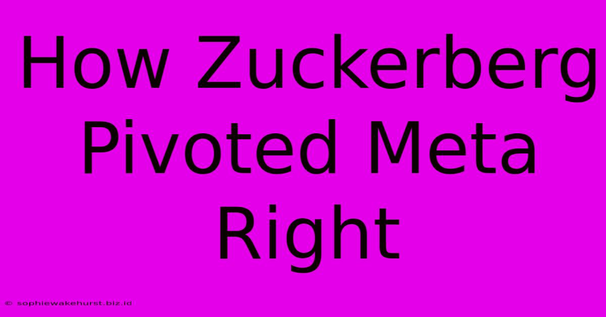 How Zuckerberg Pivoted Meta Right