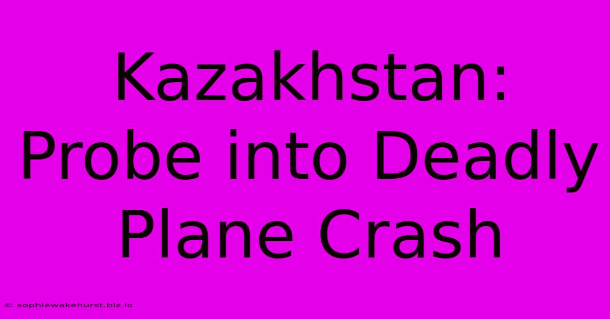 Kazakhstan: Probe Into Deadly Plane Crash