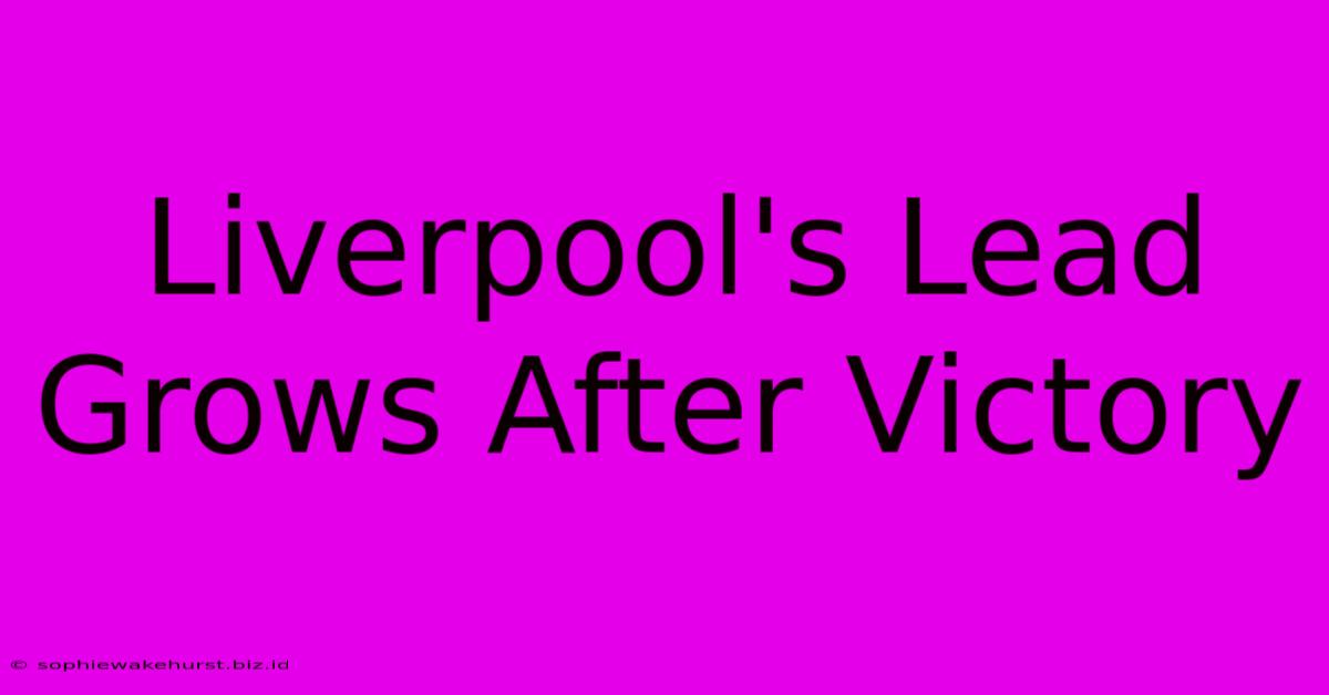 Liverpool's Lead Grows After Victory