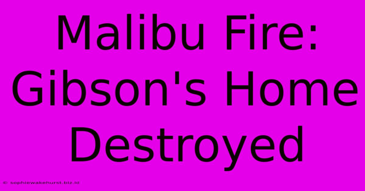 Malibu Fire: Gibson's Home Destroyed