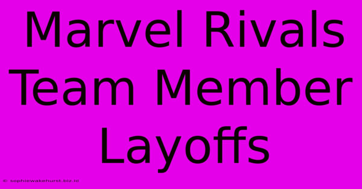 Marvel Rivals Team Member Layoffs