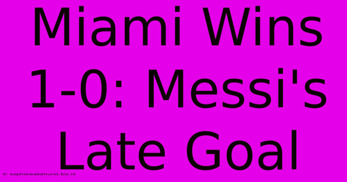 Miami Wins 1-0: Messi's Late Goal