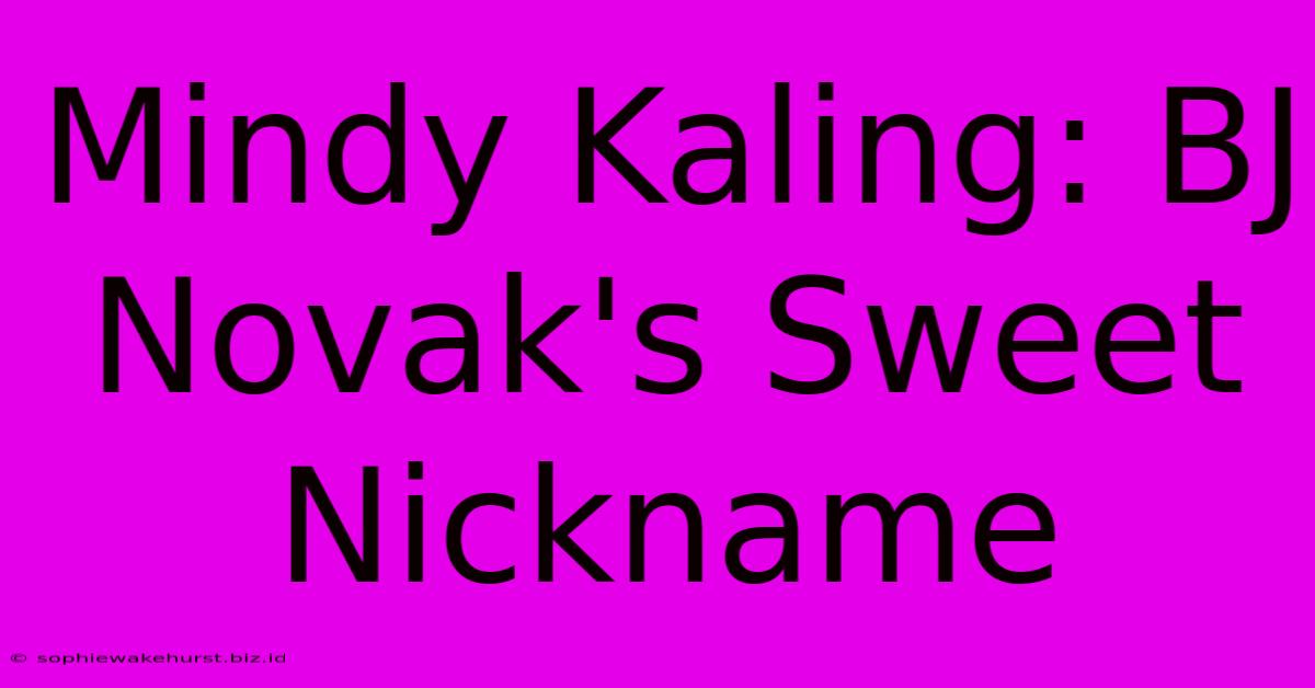 Mindy Kaling: BJ Novak's Sweet Nickname