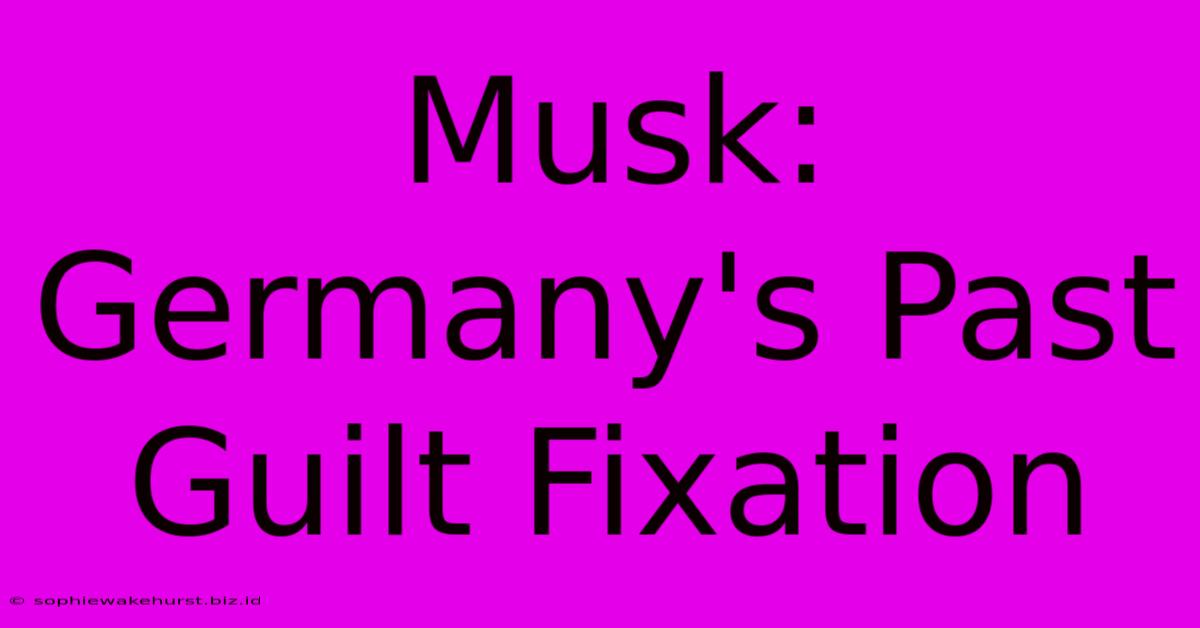 Musk: Germany's Past Guilt Fixation