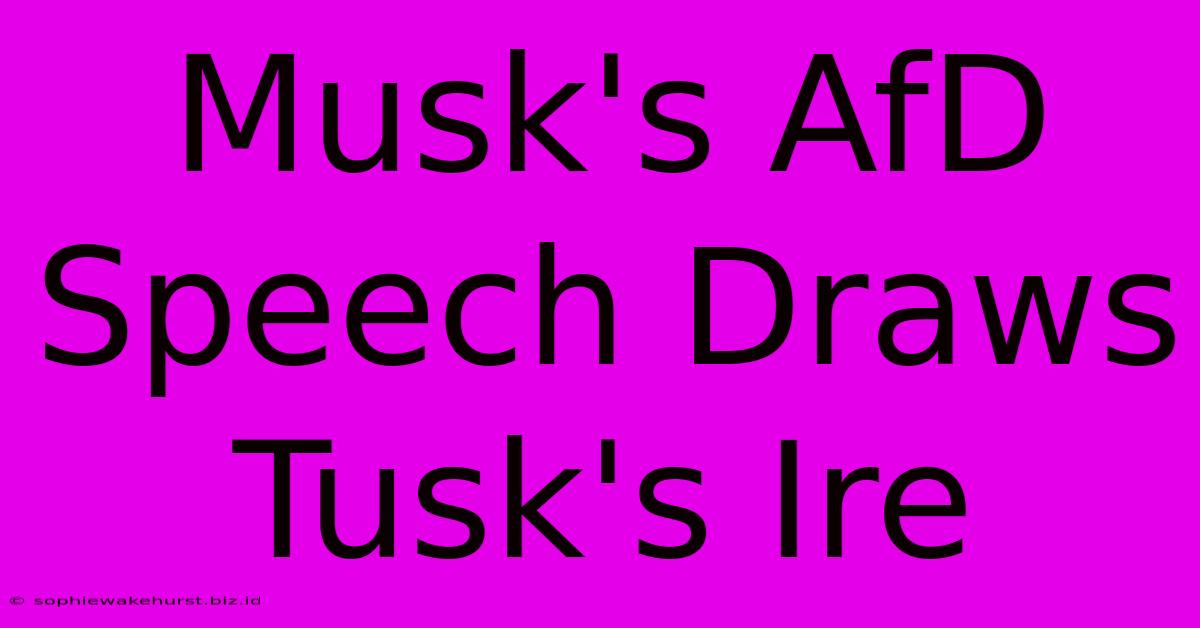 Musk's AfD Speech Draws Tusk's Ire