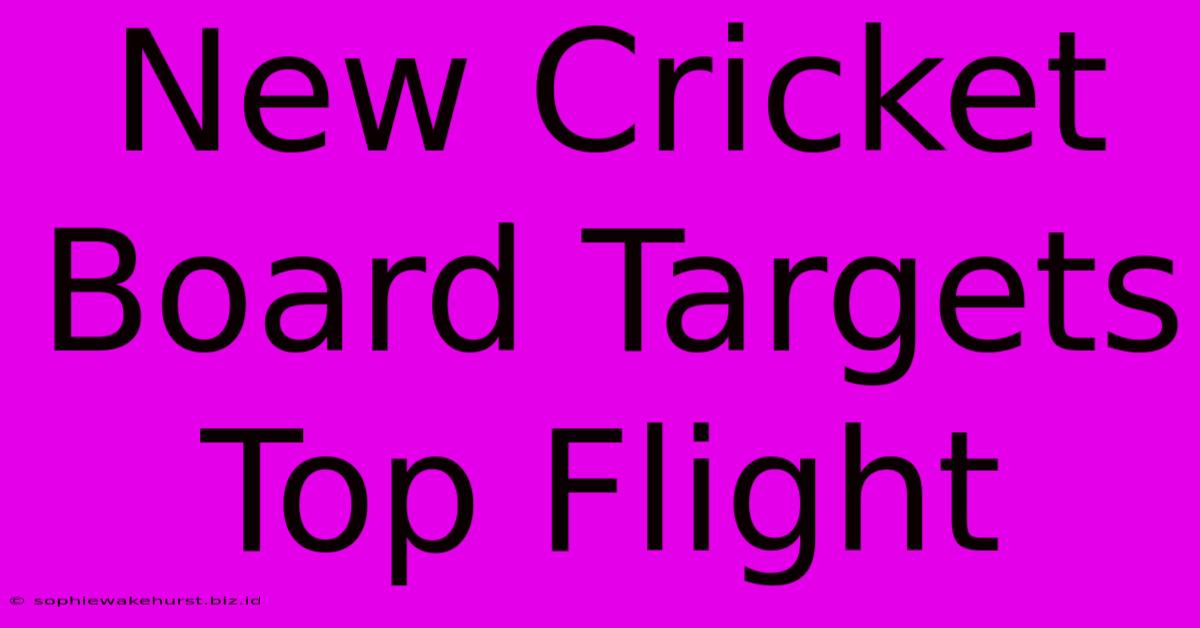 New Cricket Board Targets Top Flight