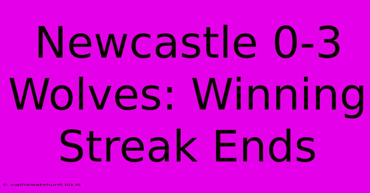 Newcastle 0-3 Wolves: Winning Streak Ends