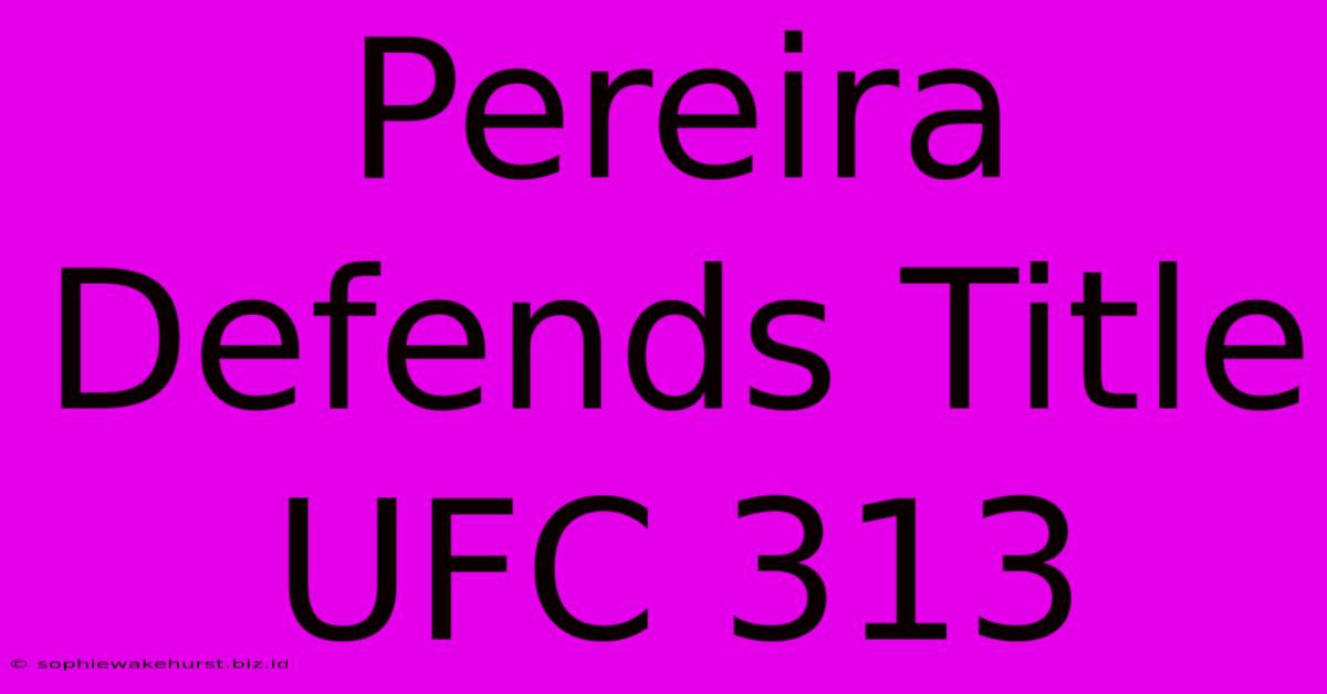 Pereira Defends Title UFC 313