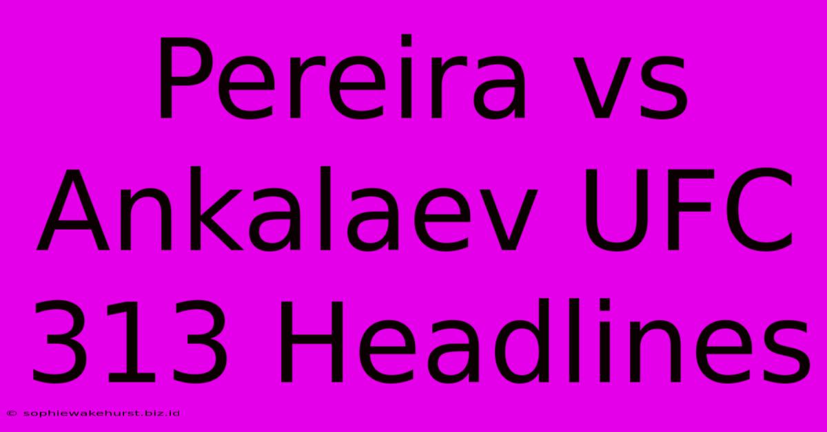 Pereira Vs Ankalaev UFC 313 Headlines