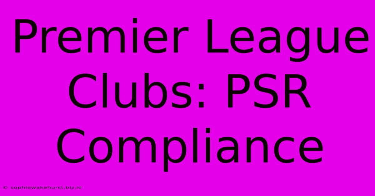 Premier League Clubs: PSR Compliance