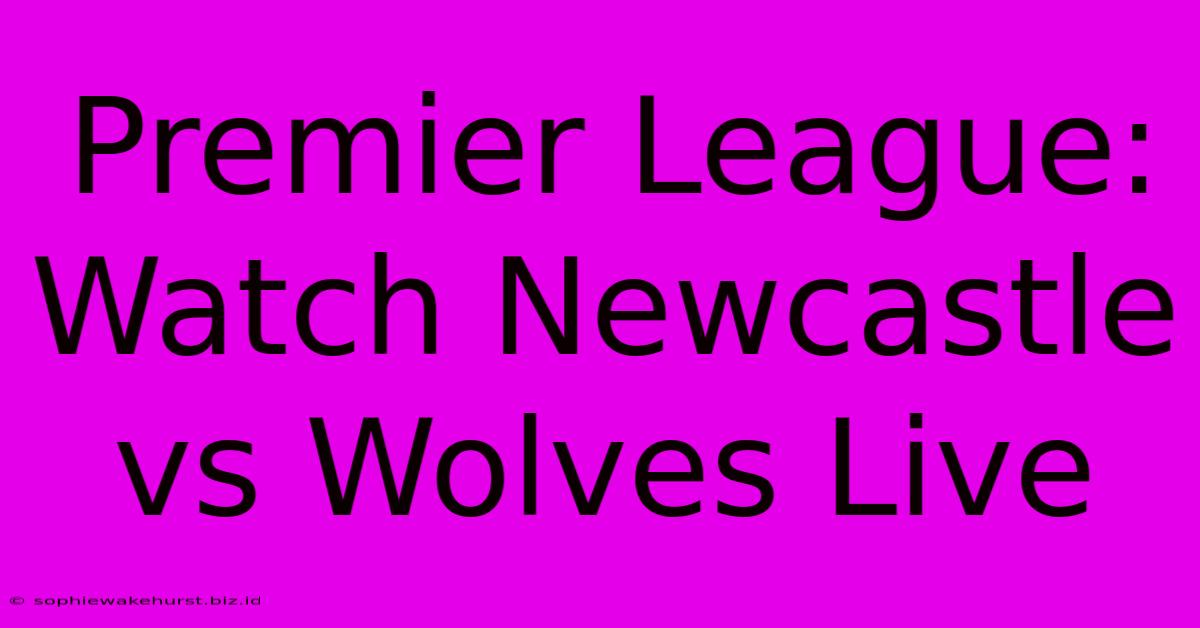 Premier League: Watch Newcastle Vs Wolves Live