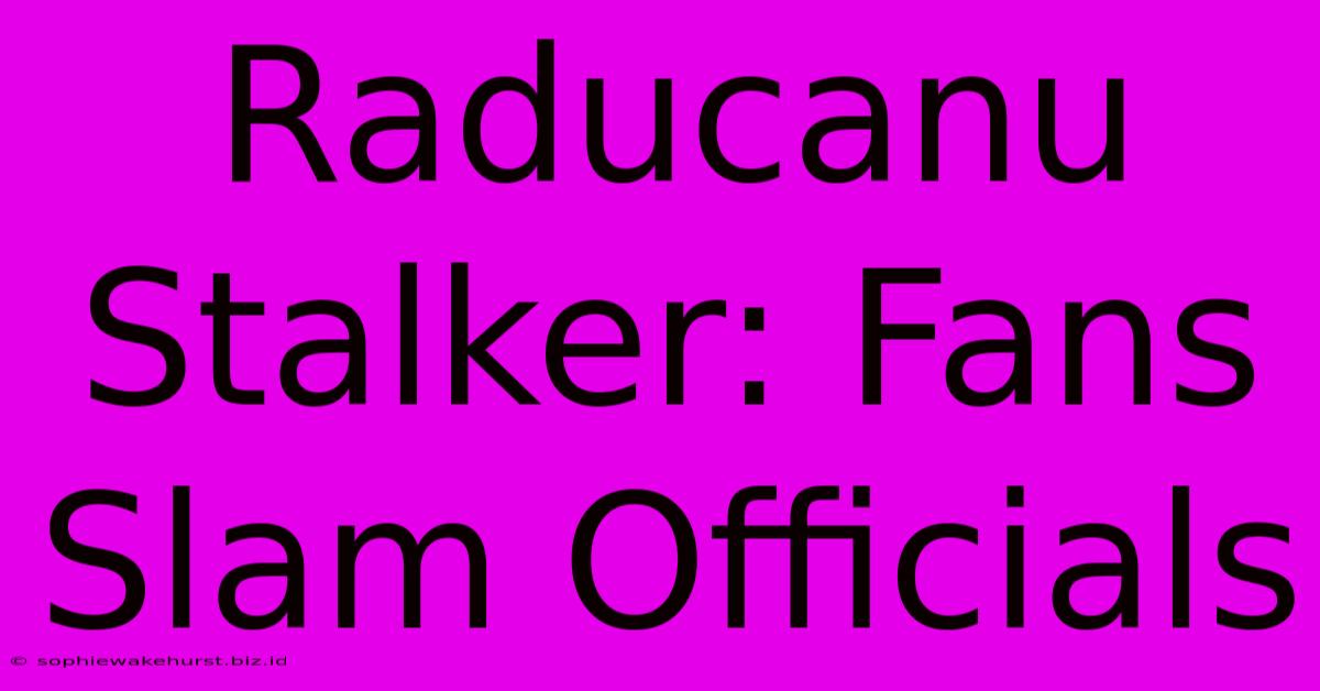 Raducanu Stalker: Fans Slam Officials