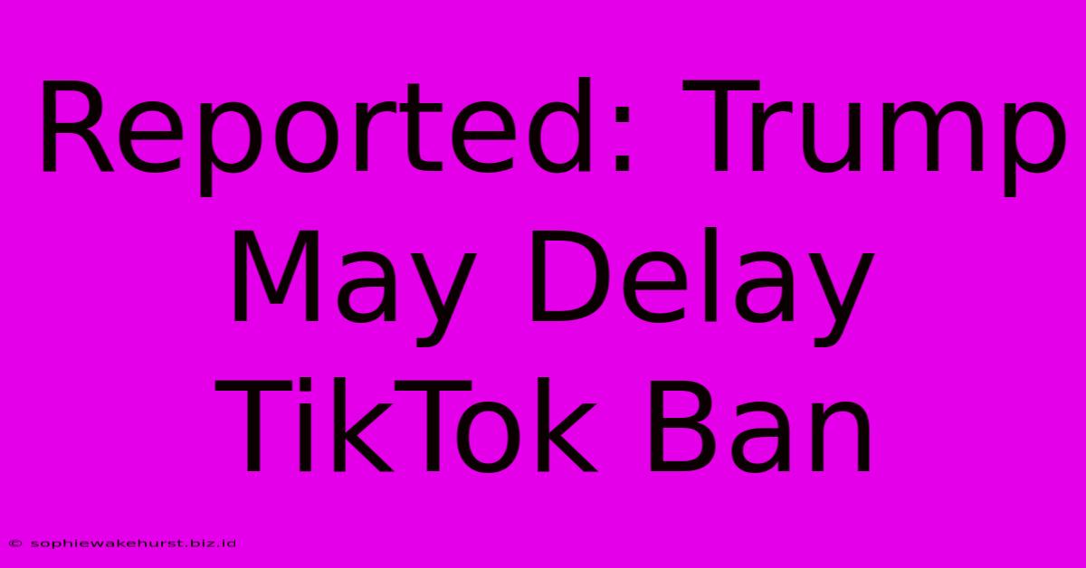 Reported: Trump May Delay TikTok Ban