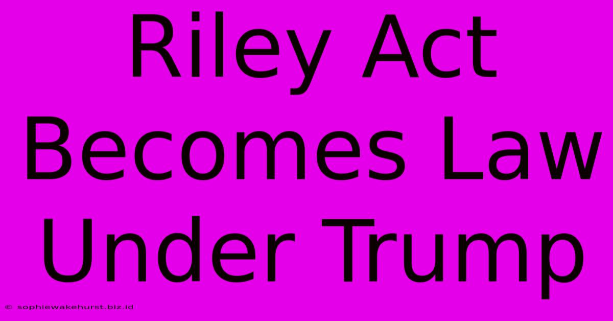 Riley Act Becomes Law Under Trump