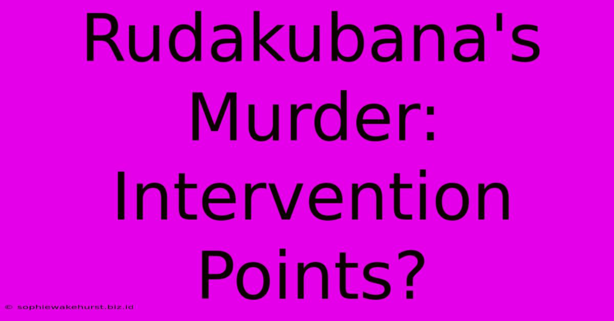 Rudakubana's Murder: Intervention Points?