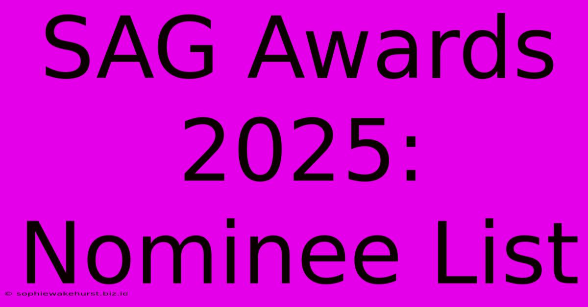 SAG Awards 2025: Nominee List