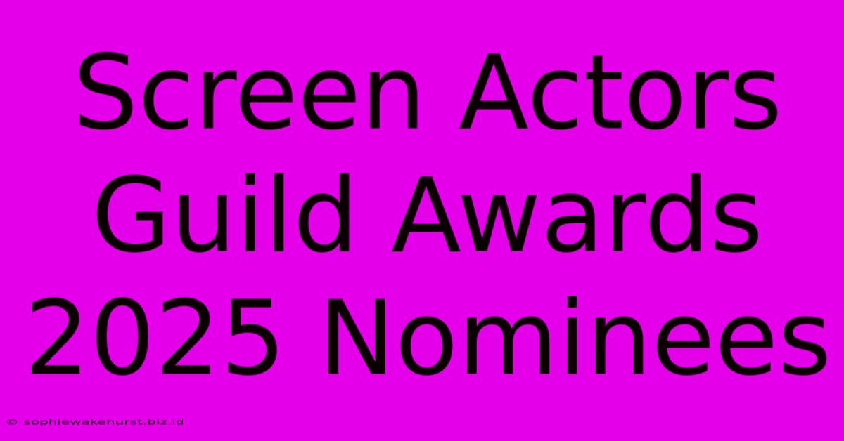 Screen Actors Guild Awards 2025 Nominees