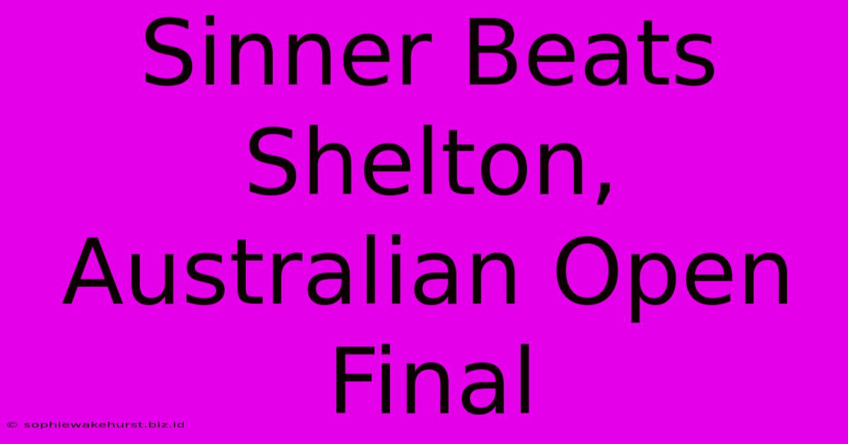 Sinner Beats Shelton, Australian Open Final