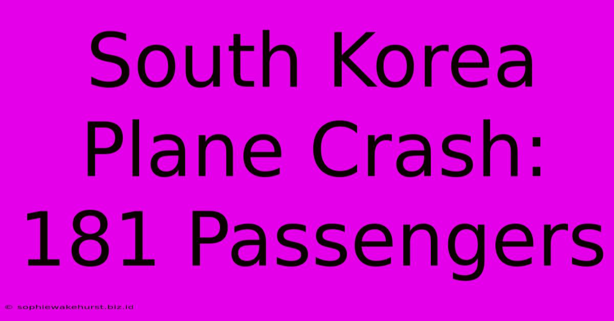 South Korea Plane Crash: 181 Passengers