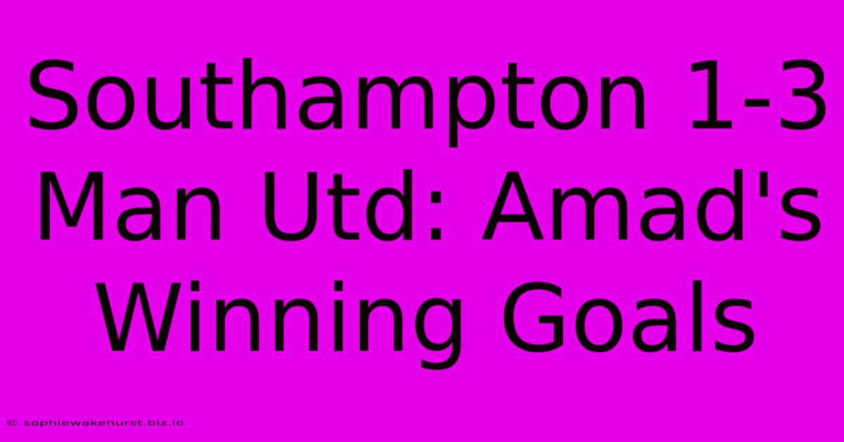 Southampton 1-3 Man Utd: Amad's Winning Goals