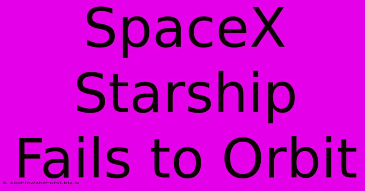 SpaceX Starship Fails To Orbit