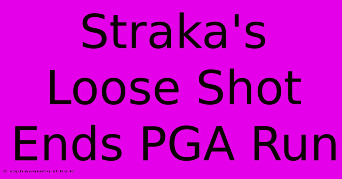 Straka's Loose Shot Ends PGA Run