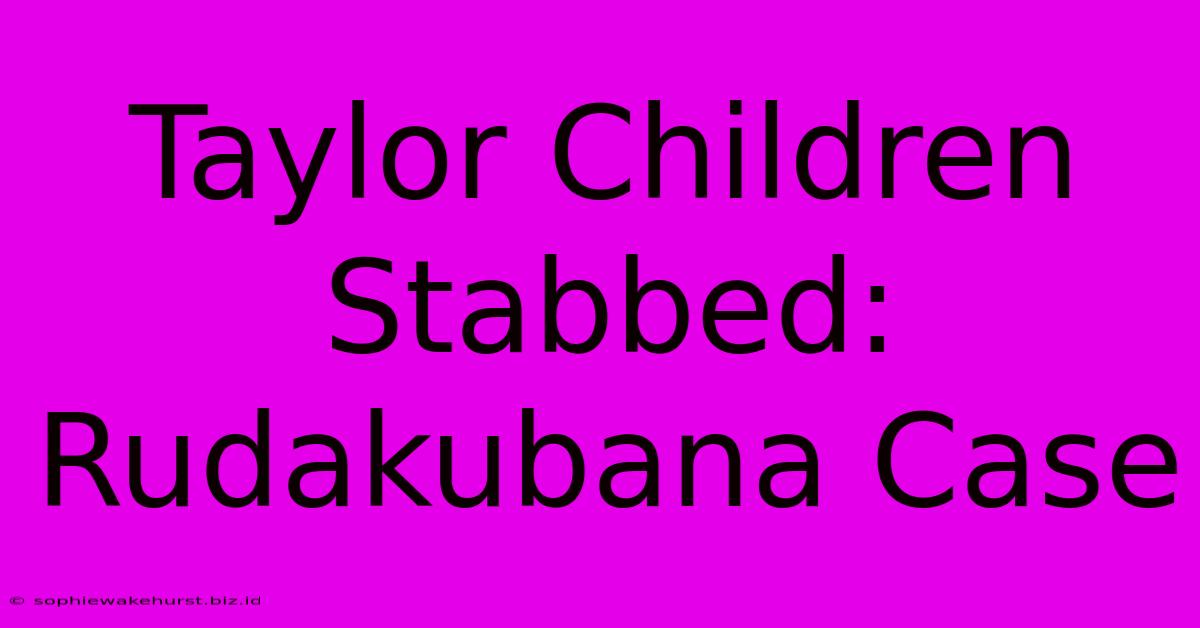 Taylor Children Stabbed: Rudakubana Case