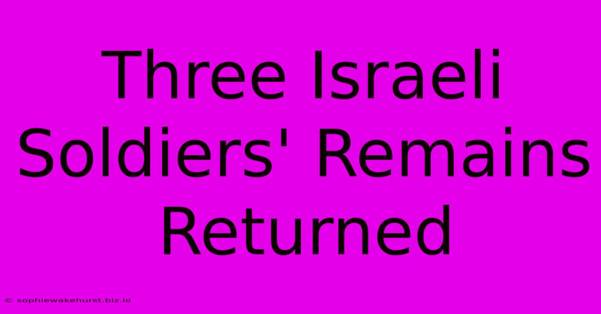 Three Israeli Soldiers' Remains Returned