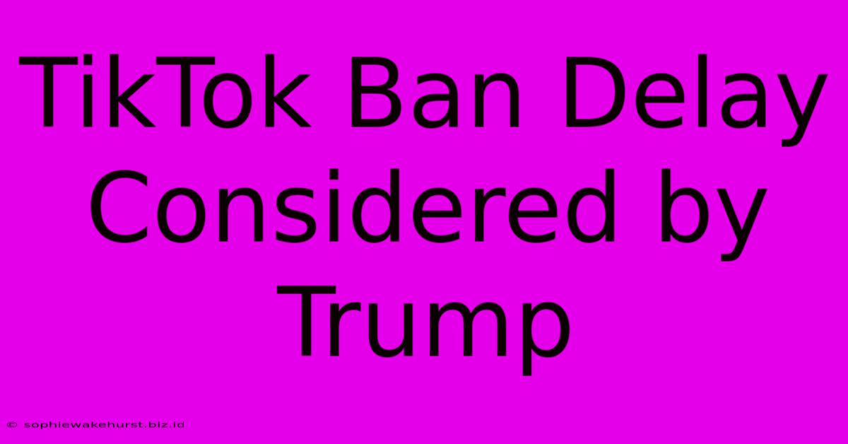 TikTok Ban Delay Considered By Trump