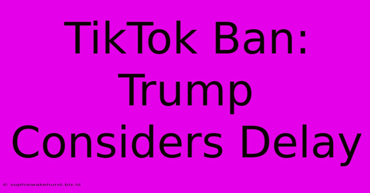 TikTok Ban: Trump Considers Delay