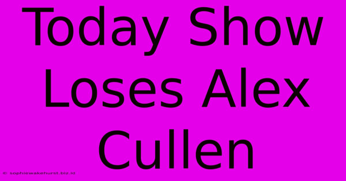 Today Show Loses Alex Cullen