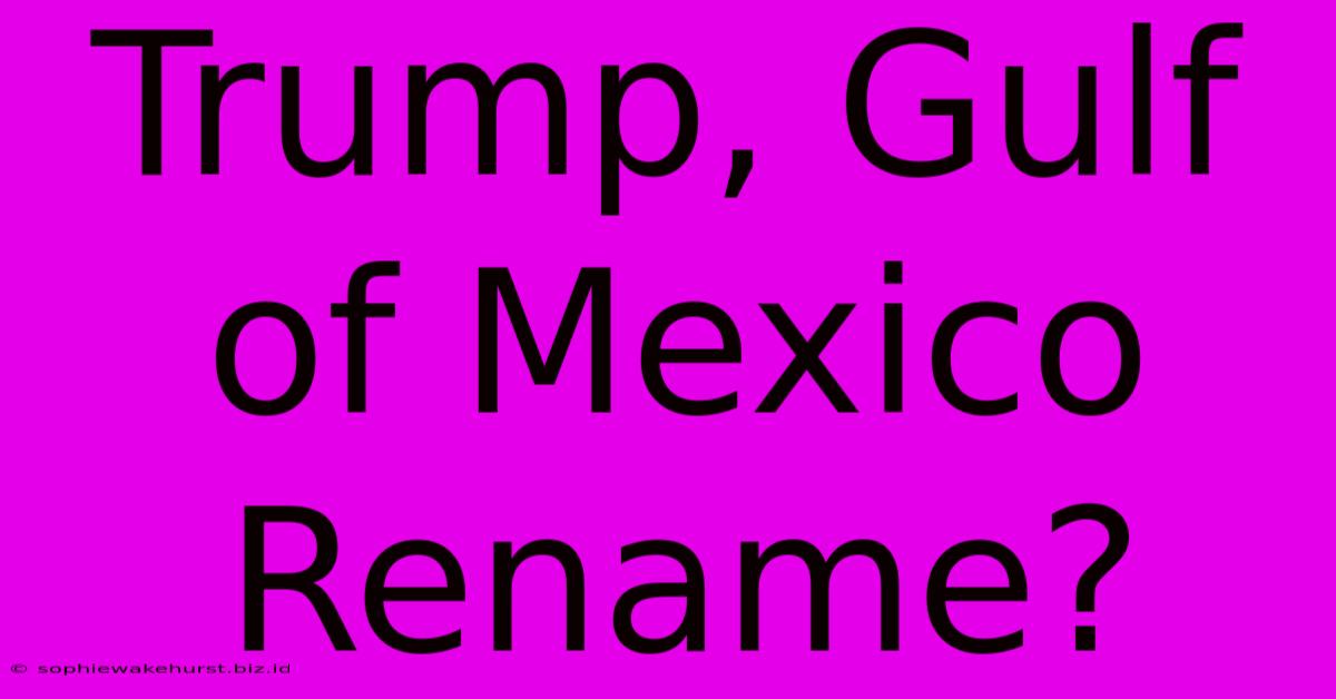 Trump, Gulf Of Mexico Rename?