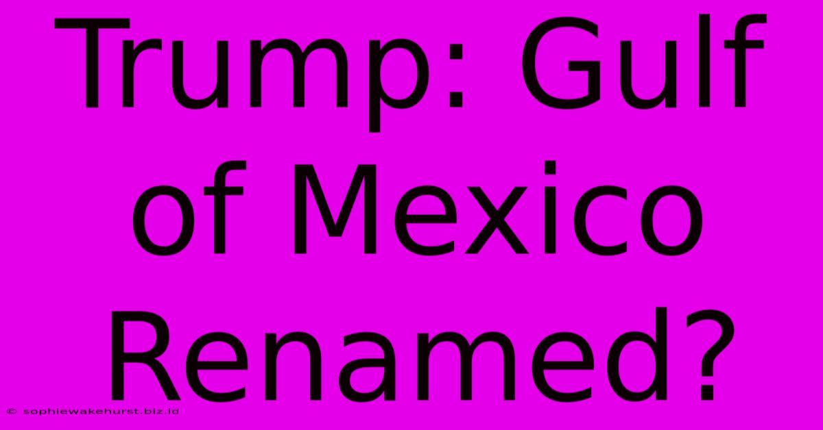 Trump: Gulf Of Mexico Renamed?