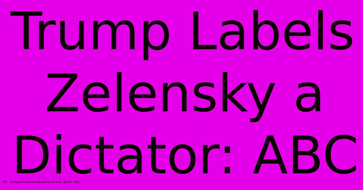 Trump Labels Zelensky A Dictator: ABC