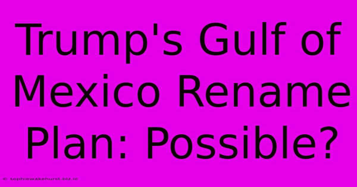 Trump's Gulf Of Mexico Rename Plan: Possible?