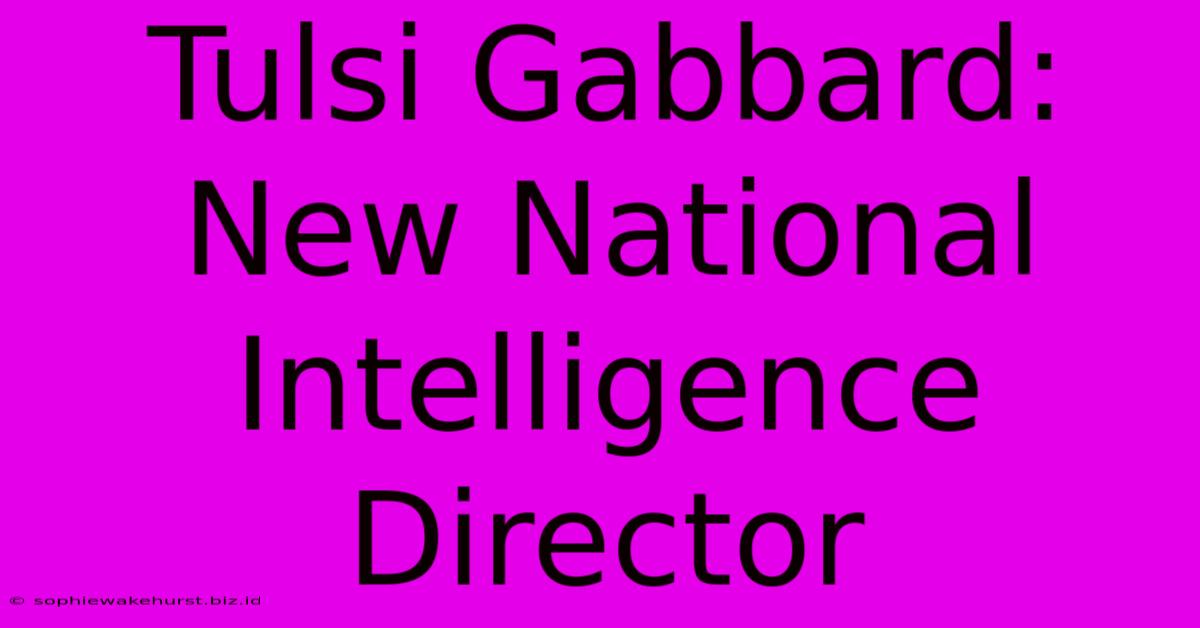 Tulsi Gabbard: New National Intelligence Director