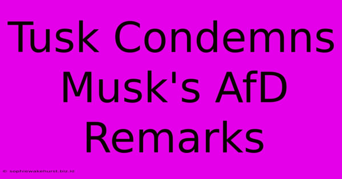 Tusk Condemns Musk's AfD Remarks