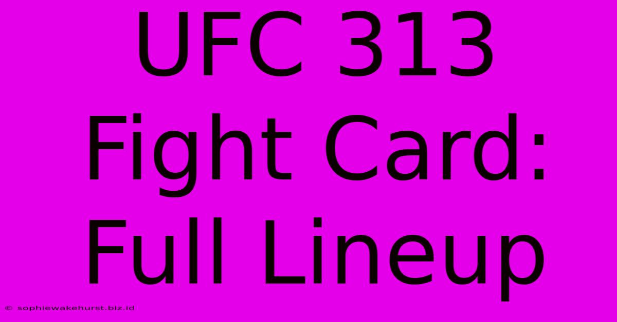 UFC 313 Fight Card: Full Lineup