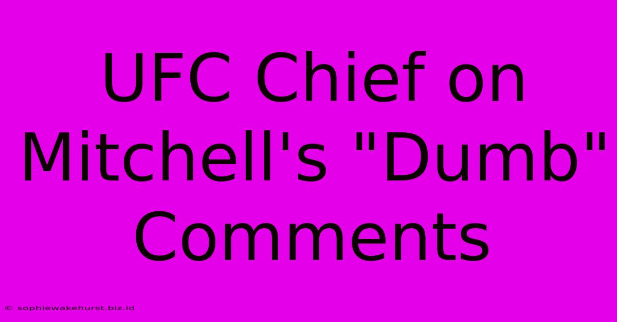 UFC Chief On Mitchell's 