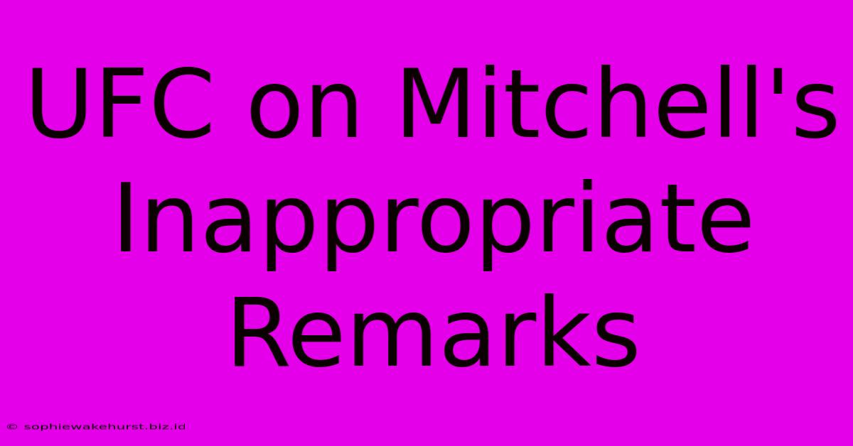 UFC On Mitchell's Inappropriate Remarks