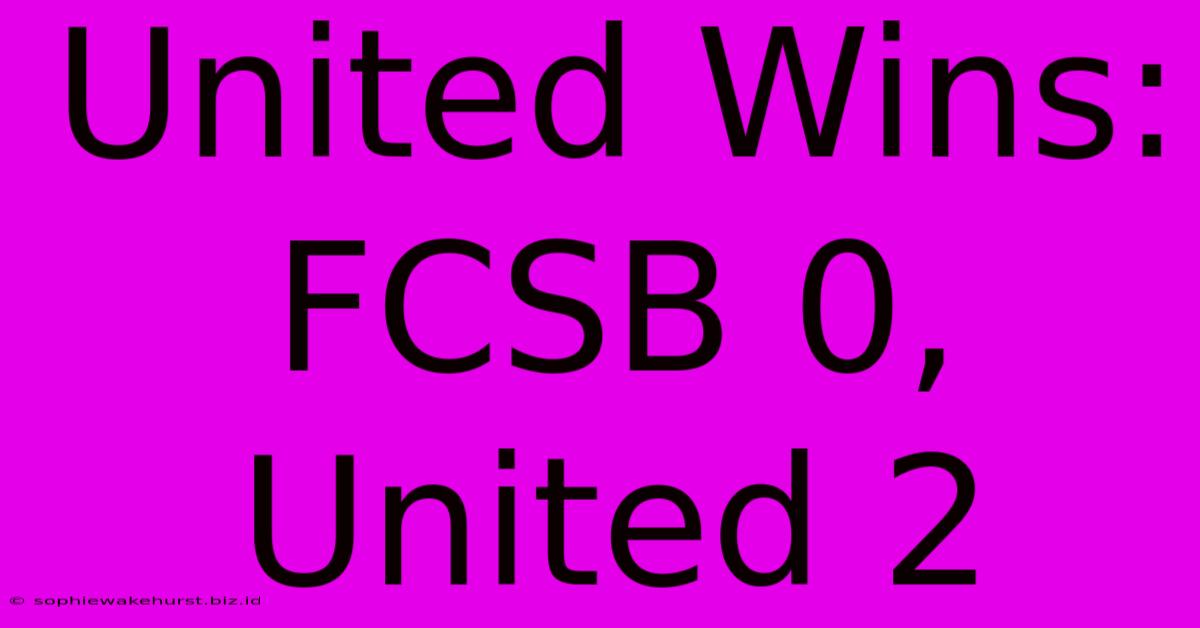 United Wins: FCSB 0, United 2