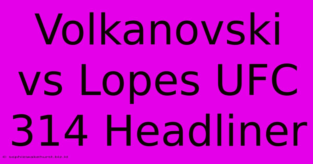 Volkanovski Vs Lopes UFC 314 Headliner