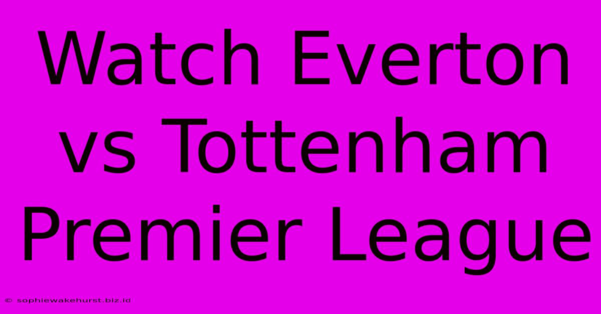 Watch Everton Vs Tottenham Premier League