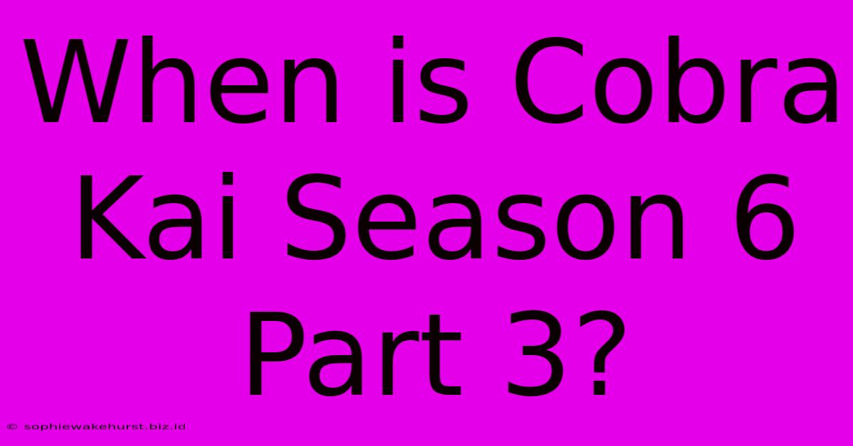 When Is Cobra Kai Season 6 Part 3?