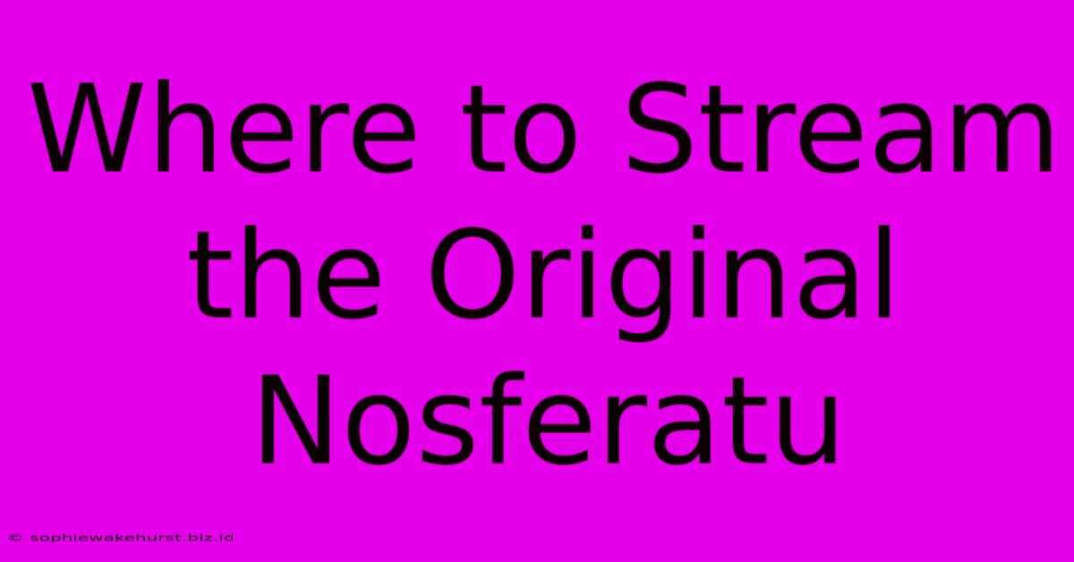 Where To Stream The Original Nosferatu