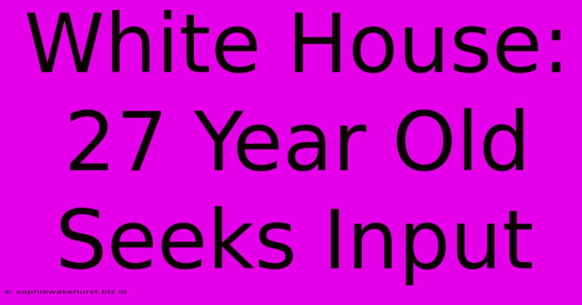 White House: 27 Year Old Seeks Input