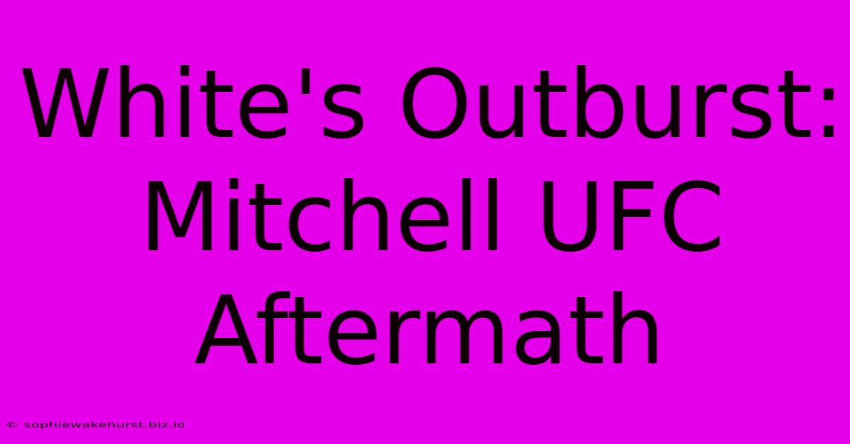 White's Outburst: Mitchell UFC Aftermath