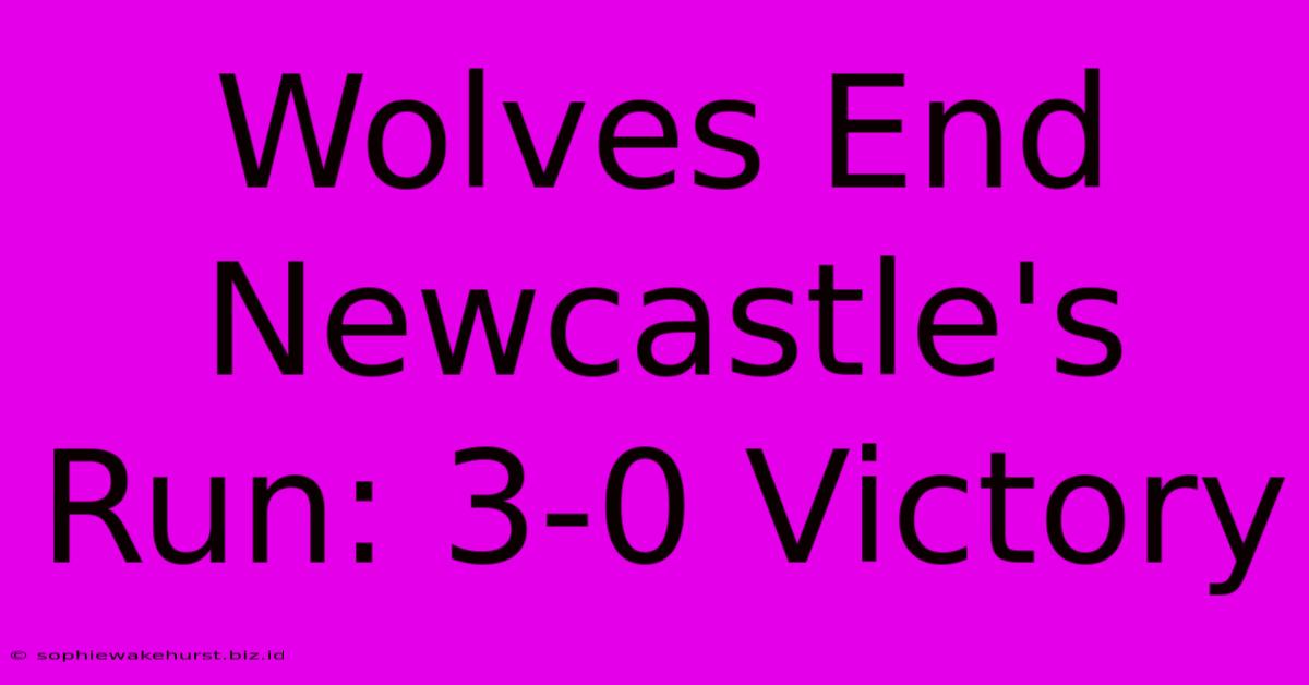 Wolves End Newcastle's Run: 3-0 Victory